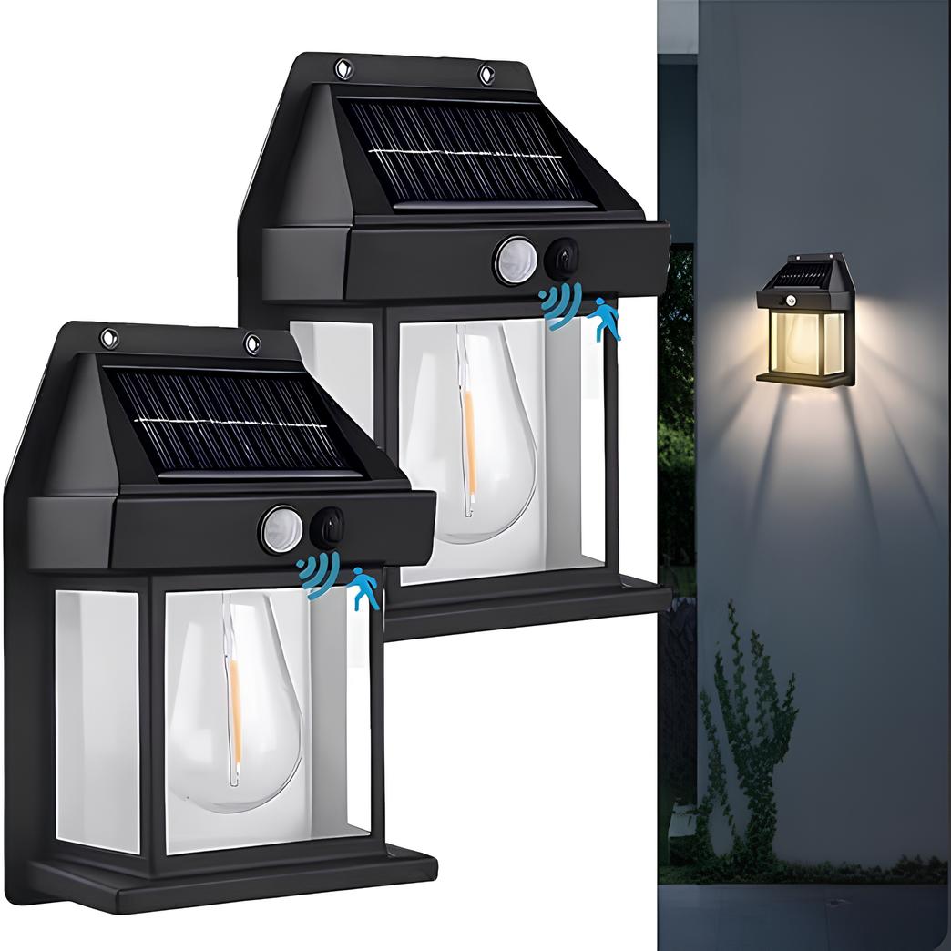 Solar-Wall-Lights-Outdoor-Wireless-Dusk-to-Dawn-Porch-Lights-Fixture-Solar-Wall-Lantern-with-3-Modes-Motion-Sensor-Waterproof-Exterior-Lighting-with-Clear